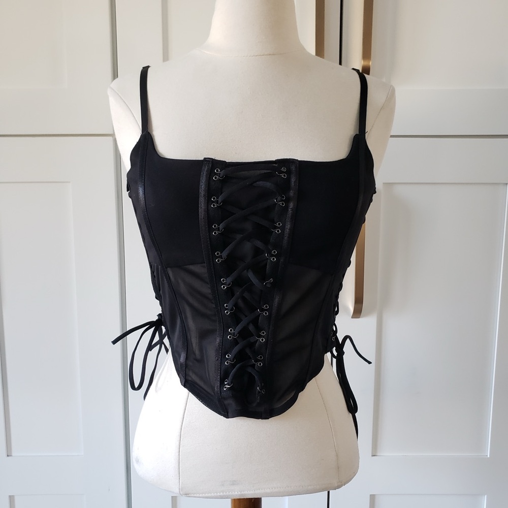 Forever 21 Black Mesh Detail Top